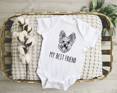 WHITE Custom Pet Face Baby One Piece | Personalized Dog Cat Portrait | My Best Friend Romper | Dad Mom Animal Gift | Shower Holiday Birthday - image2